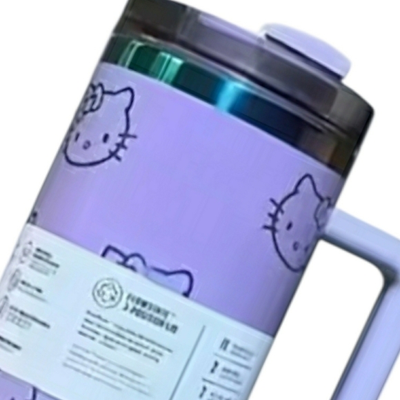 NIB! Limited Edition STANLEY Purple Travel Mug w/ Iridescent Rainbow HELLO KITTY - Picture 3 of 4